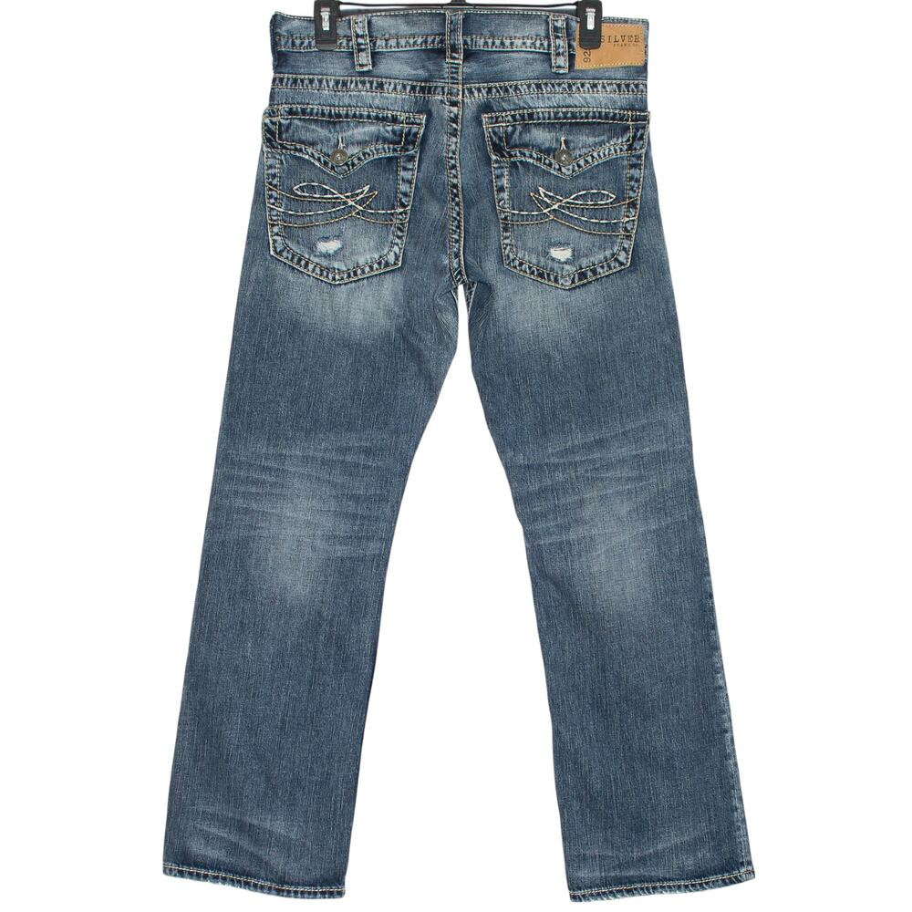 Silver Jeans Zac Surplus 925 Series Straight Flap Pocket Distressed Y2K 34x32 - Picture 2 of 10